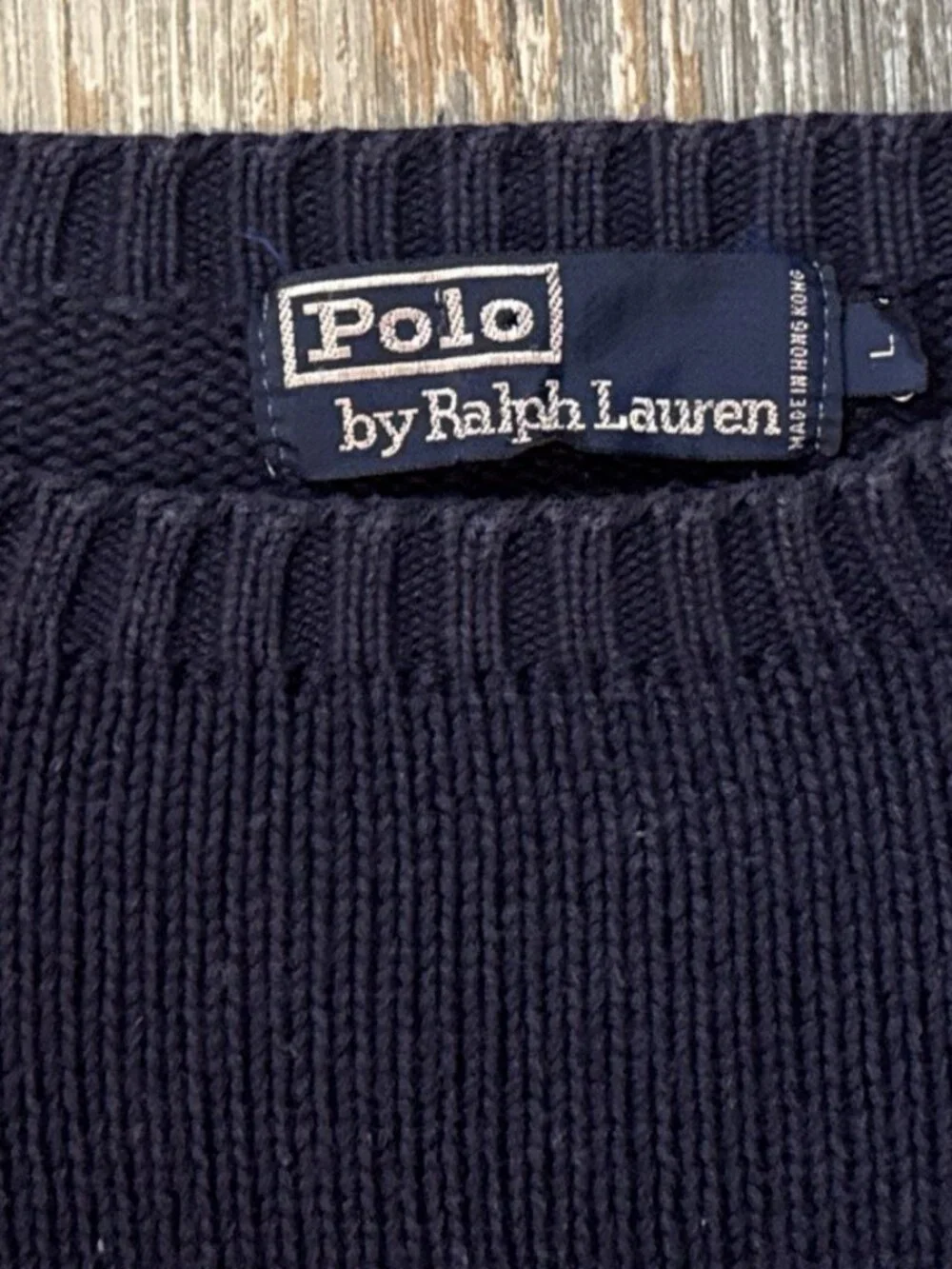 Vintage Polo Ralph Lauren Sweater Crewneck Knit Pullover Mens Large Navy Cotton